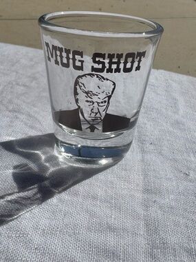 TRUMP Mug Shot Novelty Shot Glass - Clear with Black Print
